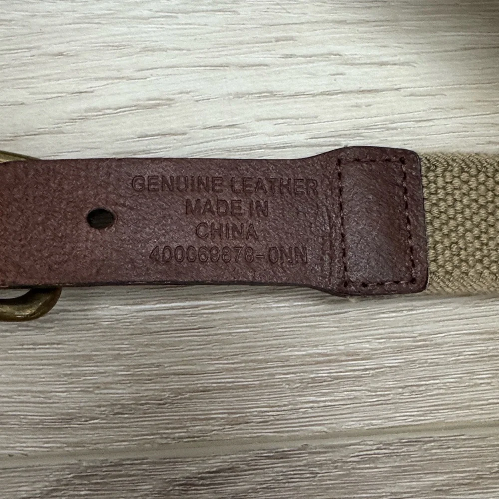 Polo Ralph Lauren Brown Leather and Tan Woven Belt.
